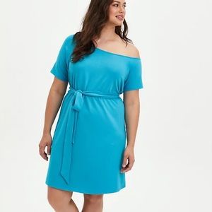 Torrid Off Shoulder T-shirt Dress Teal Size 4X